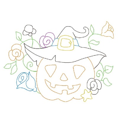 vintage halloween pumpkin embroidery design